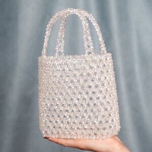 Elegant Clear Beaded Handbag